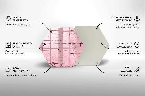 Glas Herdabdeckplatte Pastellfarbene Ziegelwand
