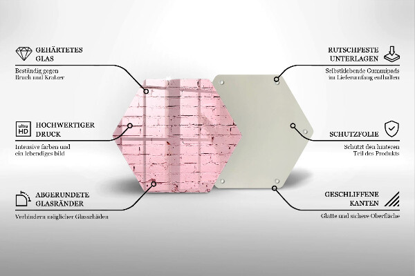 Glas Herdabdeckplatte Pastellfarbene Ziegelwand