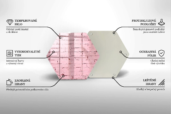 Glas Herdabdeckplatte Pastellfarbene Ziegelwand