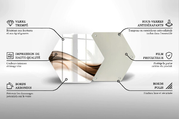 Glas Herdabdeckplatte Abstrakte braune Linien