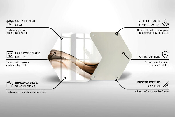Glas Herdabdeckplatte Abstrakte braune Linien