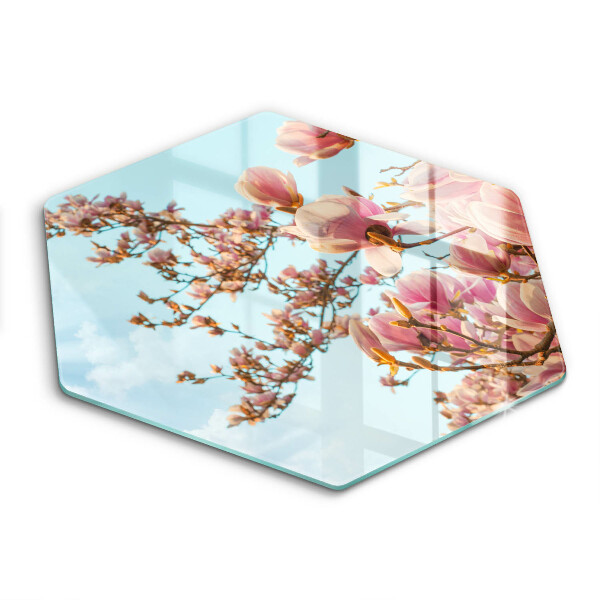 Glas Herdabdeckplatte Rosa Blumenbaum