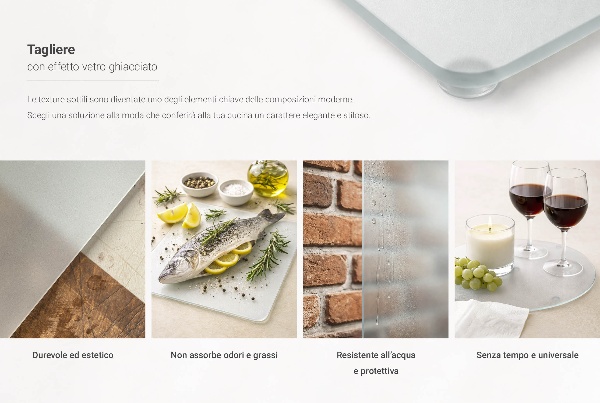 Doppeltes Glas-Schneidebrett, 2 Stück, 30 x 52 cm