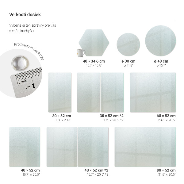 Sechseckiges Schneidebrett aus Glas in der Höhe 40 cm