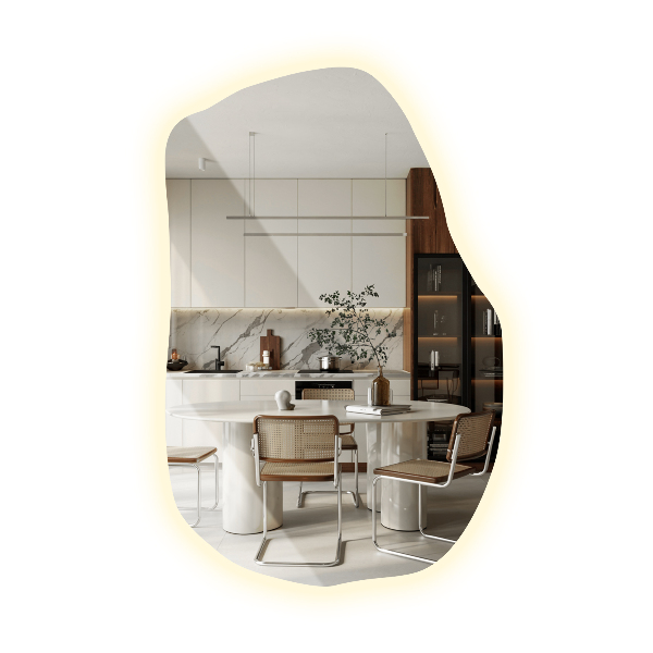 Unregelmäßiger spiegel mit led einzigartig 100x65 cm