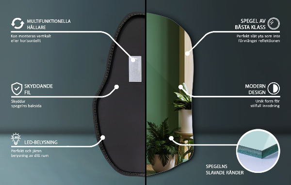 Spiegel unförmig mit beleuchtung modisch 80x52 cm