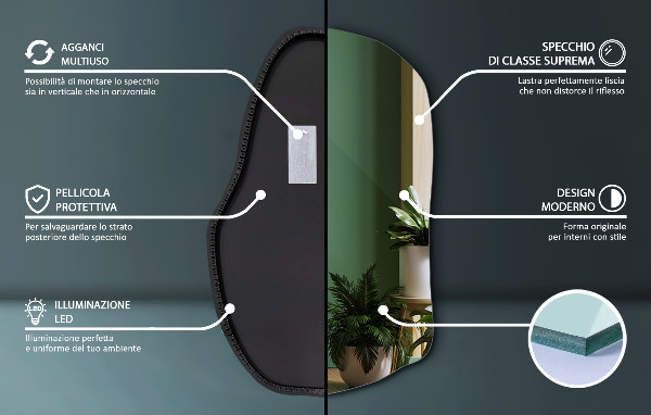 Spiegel unförmig mit beleuchtung modisch 80x52 cm