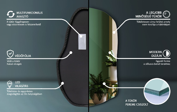 Spiegel unförmig mit beleuchtung modisch 80x52 cm