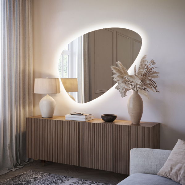 Eiförmiger LED-Spiegel 57x80 cm