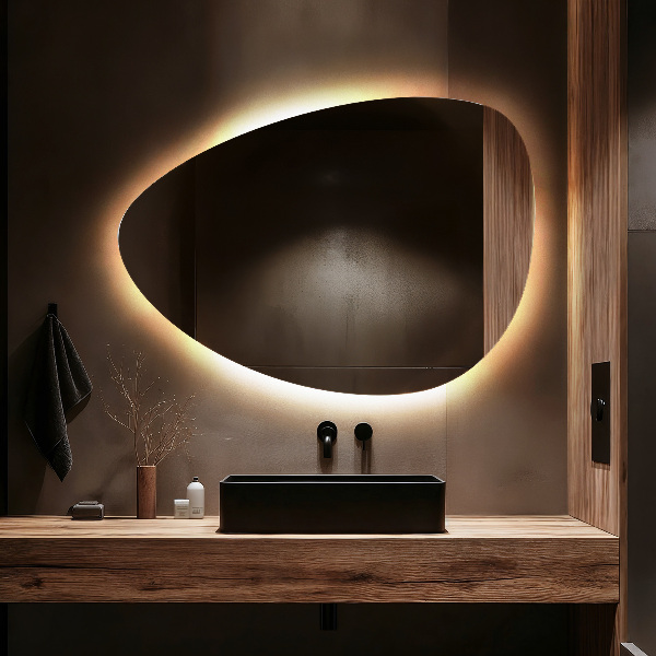Eiförmiger LED-Spiegel 57x80 cm
