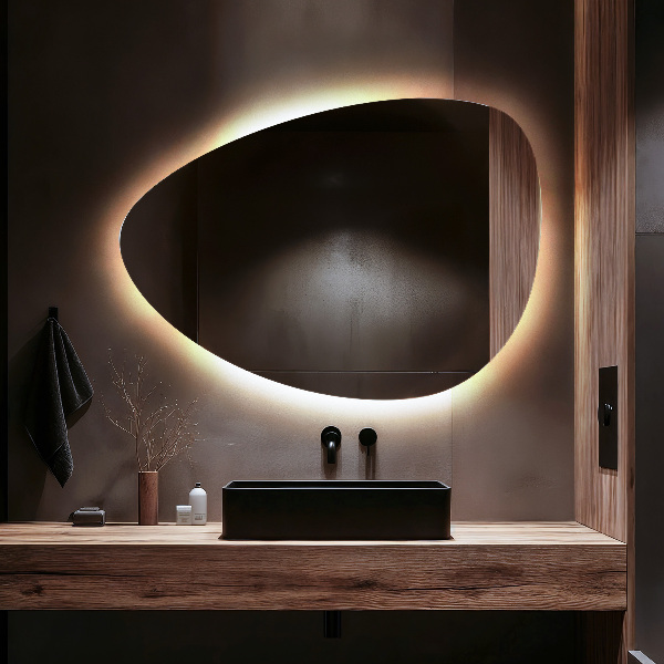 Eiförmiger LED-Spiegel 57x80 cm