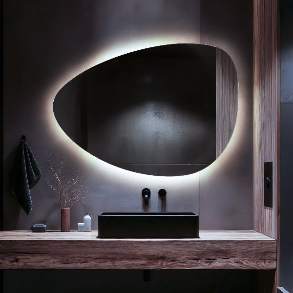 Eiförmiger LED-Spiegel 57x80 cm