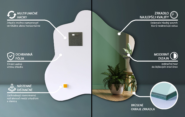 Spiegel Klecks asymmetrischer 58x58 cm