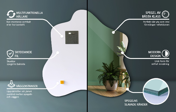 Spiegel Klecks asymmetrischer 58x58 cm