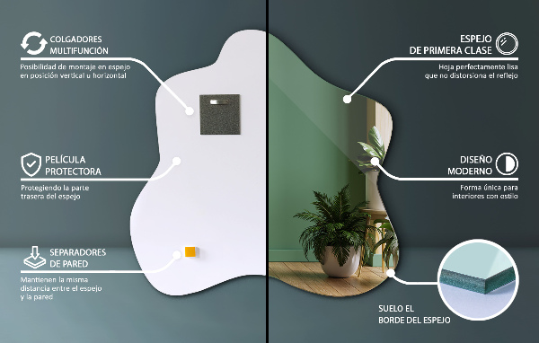 Spiegel Klecks asymmetrischer 77x77 cm