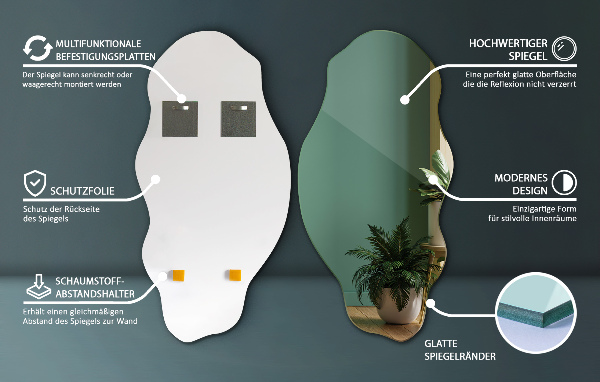 Unförmiger Spiegel Fleck 40x80