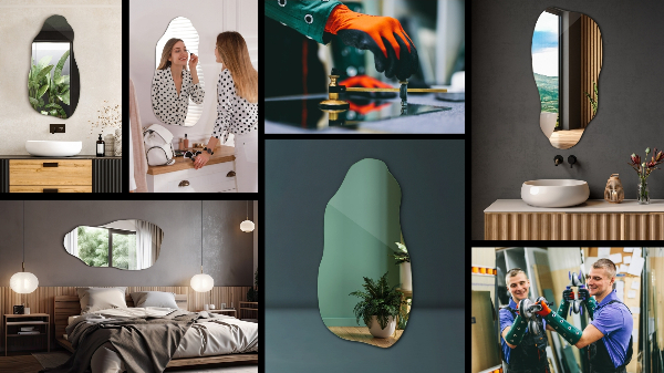 Spiegel unförmig Originalaufhängung 50x100