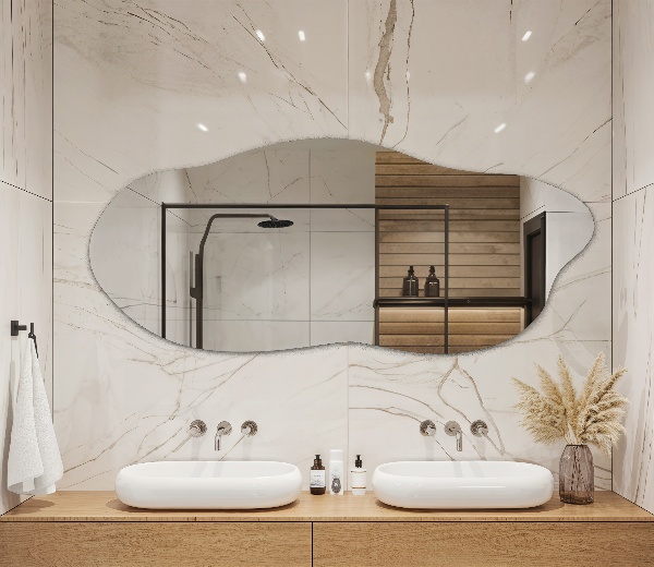 Asymmetrischer spiegel dekorativ für die Wand 35x80 cm