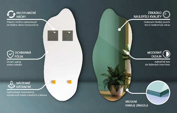 Unförmiger spiegel modern 45x100 cm