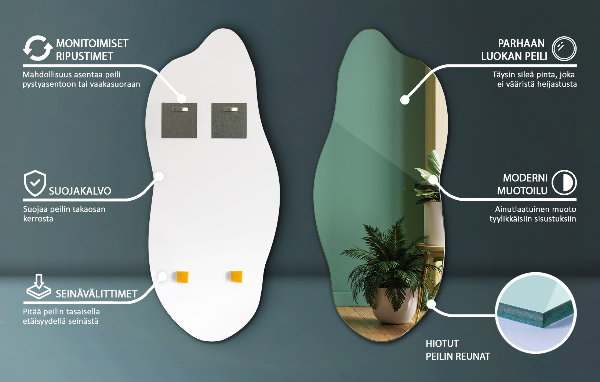 Unförmiger spiegel modern 45x100 cm