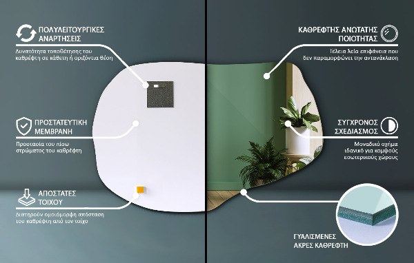 Organische spiegel hängender 100x65 cm