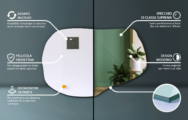 Organischer spiegel stilvoller 90x59 cm