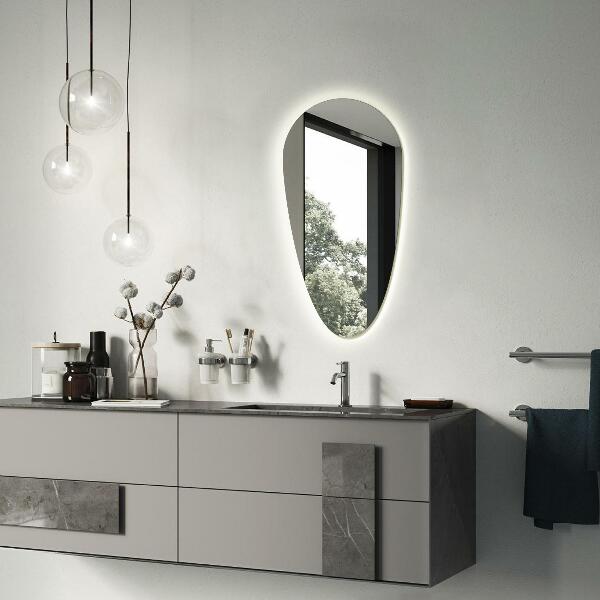 Tropfen spiegel mit beleuchtung 35x70 cm