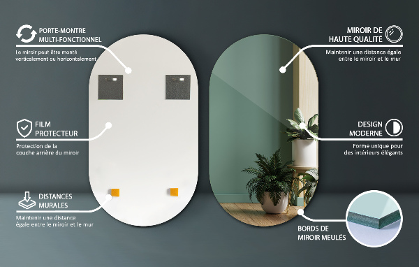 Spiegel oval ohne rahmen 40x70 cm