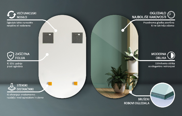 Spiegel oval ohne rahmen 40x70 cm