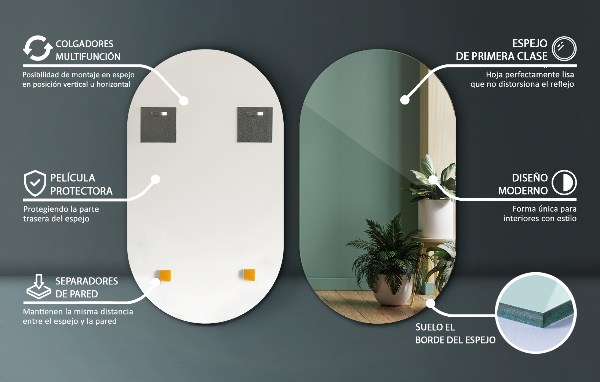 Ovaler spiegel rahmenlos 46x80 cm