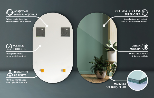 Ovaler spiegel rahmenlos 46x80 cm