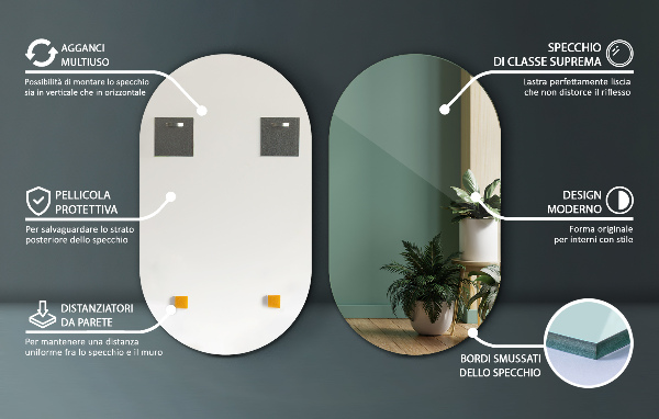 Spiegel oval modern rahmenlos 58x100 cm