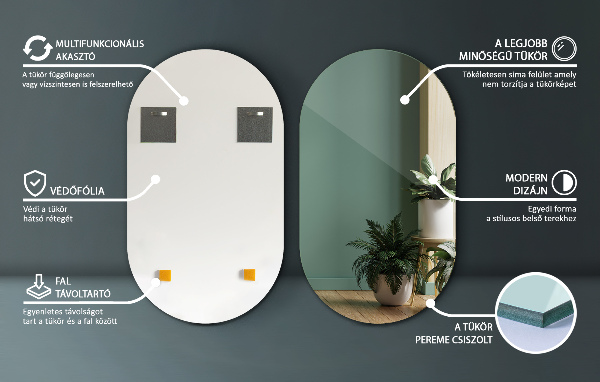 Spiegel oval modern rahmenlos 58x100 cm