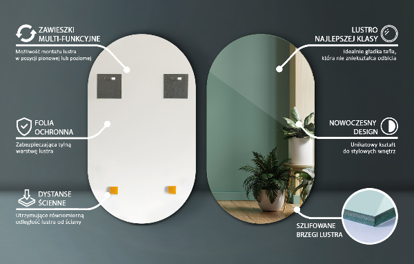 Spiegel oval modern rahmenlos 58x100 cm