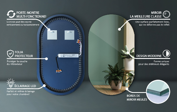 Spiegel oval mit beleuchtung 52x90 cm