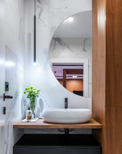 Wand halbrunder spiegel ohne rahmen 35x70 cm