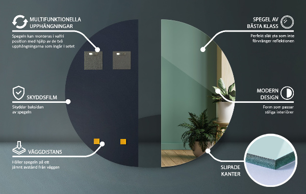 Modern halbrunder spiegel ohne rahmen 40x80 cm