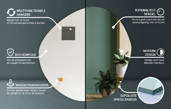 Deko organischer spiegel ohne rahme 87x86 cm