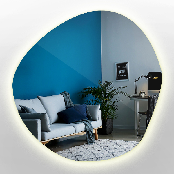 Asymmetrischer spiegel beleuchtet 48x48 cm