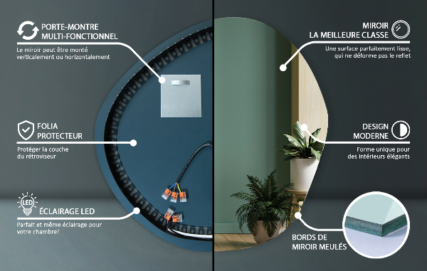 Unförmiger spiegel beleuchtet 68x67 cm