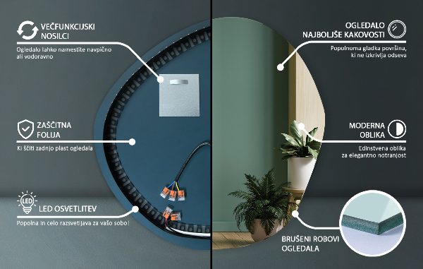 Unregelmäßiger spiegel mit led 77x77 cm
