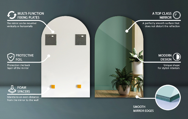 Bogen spiegel 45x80 cm