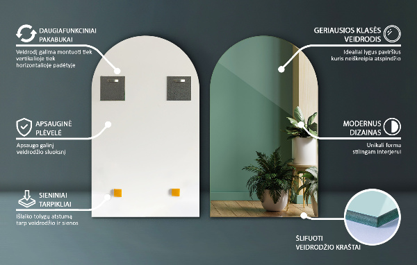 Halb ovaler spiegel dekorativ 60x100 cm