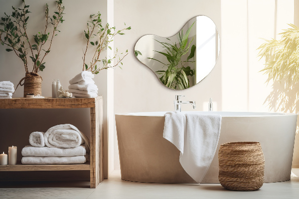 Spiegel organische form ohne rahmen 48x48 cm