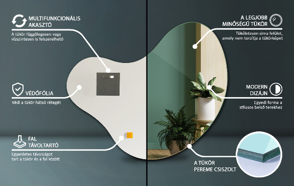 Spiegel organischer ohne rahmen 58x58 cm