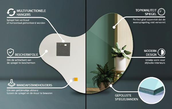 Spiegel organisch ohne rahmen 68x67 cm