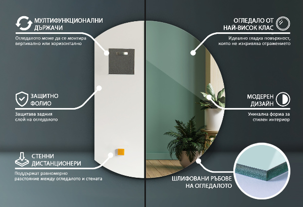 Abgeschnittener spiegel 84x100 cm