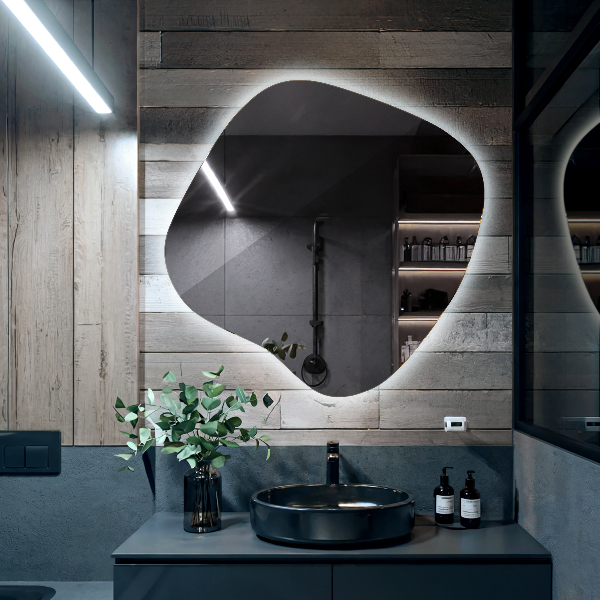 Unregelmäßiger spiegel mit led 48x48 cm