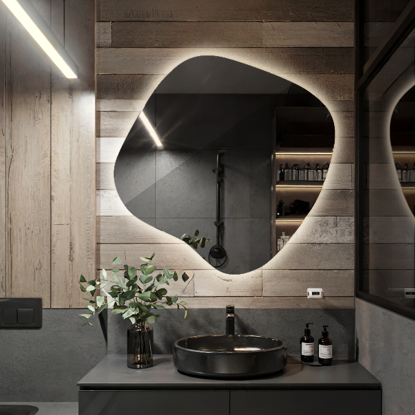 Unregelmäßiger spiegel mit led 59x58 cm