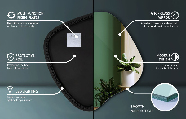 Unregelmäßiger spiegel mit led 59x58 cm